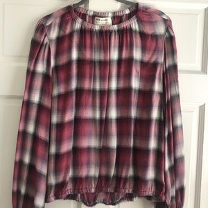 Anthropologie smocked plaid top